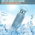 Diamond Stainless Steel Water Bottle Portable Glitter Rhinestone Water Bottle Crossbody Bling Thermal Flask 600ml E. 