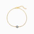 The simple chain of evil eye zar cube AAA zirconia crystal blue nano round turkish charm bracelet for women gold-plated fashion jewelry. 