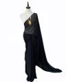 Plain Chiffon Saree, Chiffon Saree For Women In black. 