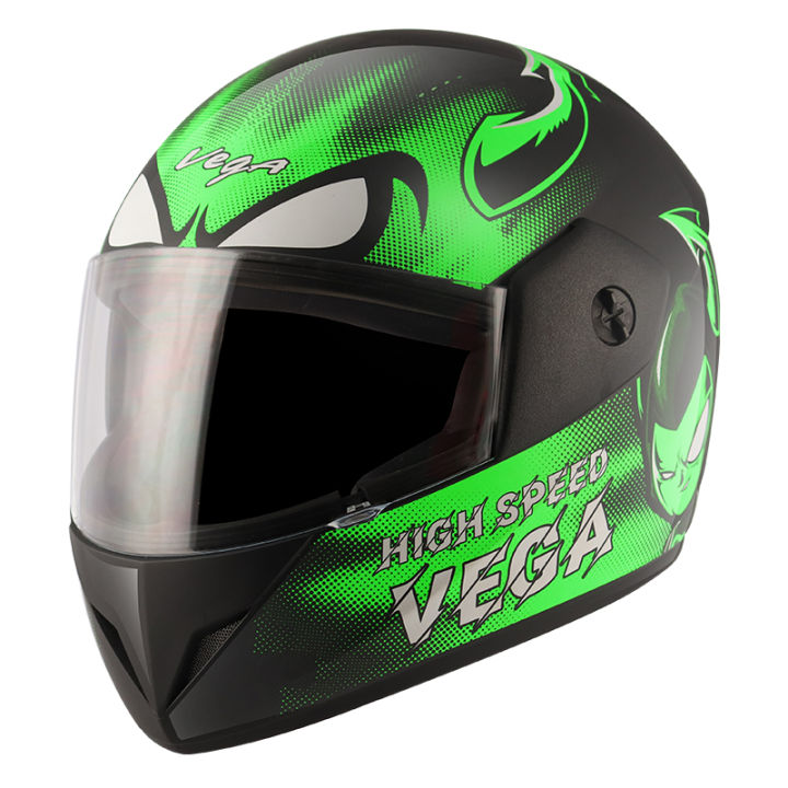 Vega Cliff Devil Gloss Black Neon Green Helmet