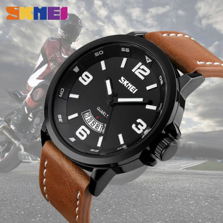 SKMEI%209115%20Men's%20Casual%20Date%20Display%20Leather%20Strap%20Luminous%20Quartz%20Watch%20-%20Brown%20-%20Image%204