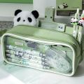 Cute Multi Layer Pen Bag Large Capacity Multifunctional Stationery Bag Transparent Pencil Case Gift. 