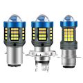 New 1200LM LED Bulbs H4 BA20D P15D 12V Moto Headlight Dual Color Motorcycle Accessories Beam Lens. 