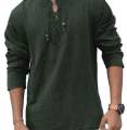 Men Cotton Laced Up Summer Kurta Shirts -Green - Fashion | Kurtha For Men | Men's Wear | Men's Cotton Kurtha |. 