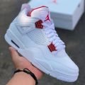 Jordan 4 Retro Metallic Red Sneaker with Back Metal Logo for Men. 