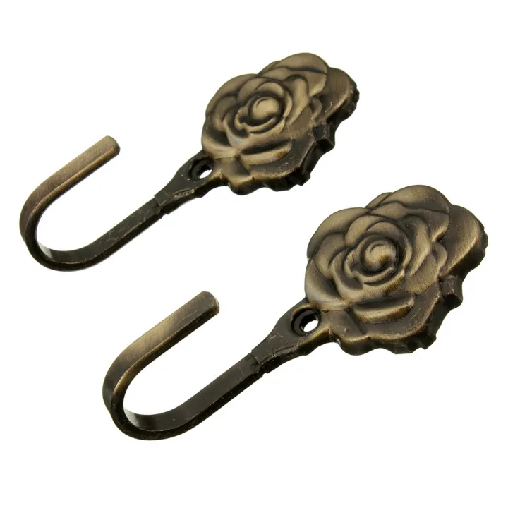fasdaga%202%20Pair%20Wall%20Hooks:%201%20Pair%20Metal%20Rose%20Flower%20Curtain%20Tie%20Back%20Tieback%20Holders%20Wall%20Hooks%20&%201%20Pair%20Iron%20Leaf%20Shaped%20Curtain%20Tie%20Backs%20Holders%20Wall%20Hooks%20-%20Image%203