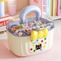 Kawaii Double-layer Desktop Storage Box Separated Cute Bowknot Girls Hairpin Jewelry Box Large-capacity Cartoon Toy Organizer Box Makeup Storage. 