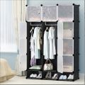 DIY 12 Cube Portable Closet Storage Organizer Clothes Wardrobe Cabinet With Doors. 