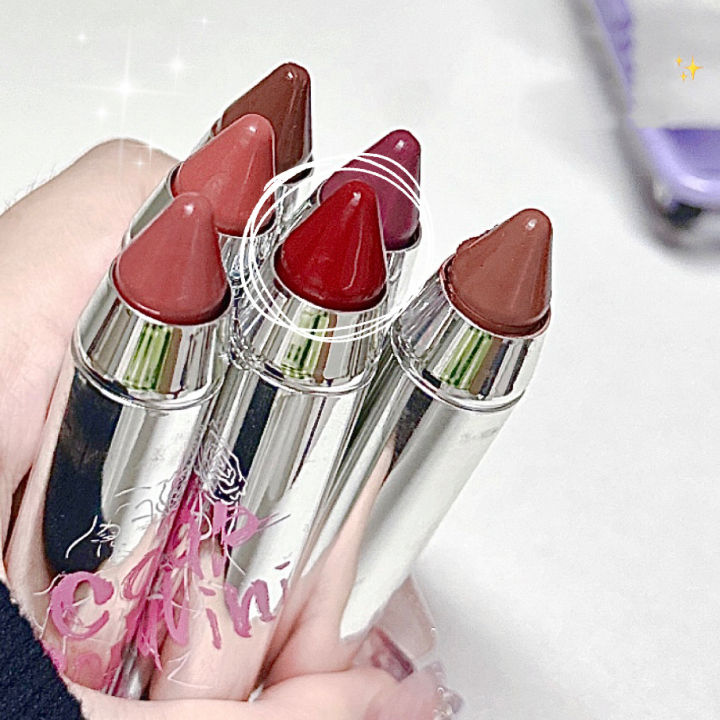 Cappuvini%20Silver%20Tube%20Matte%20Silk%20Smooth%20Crayon%20Lipstick%20Makeup%206%20Colors%20Chocolate%20Brown%20Lipstick%20Stick%20Lip%20Gloss%20Korean%20Cosmetic%20-%20Image%204