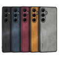 Vantime for Samsung Galaxy A55 5G PU Leather Case Lens Cover Matte Slim Back Shockproof Casing. 