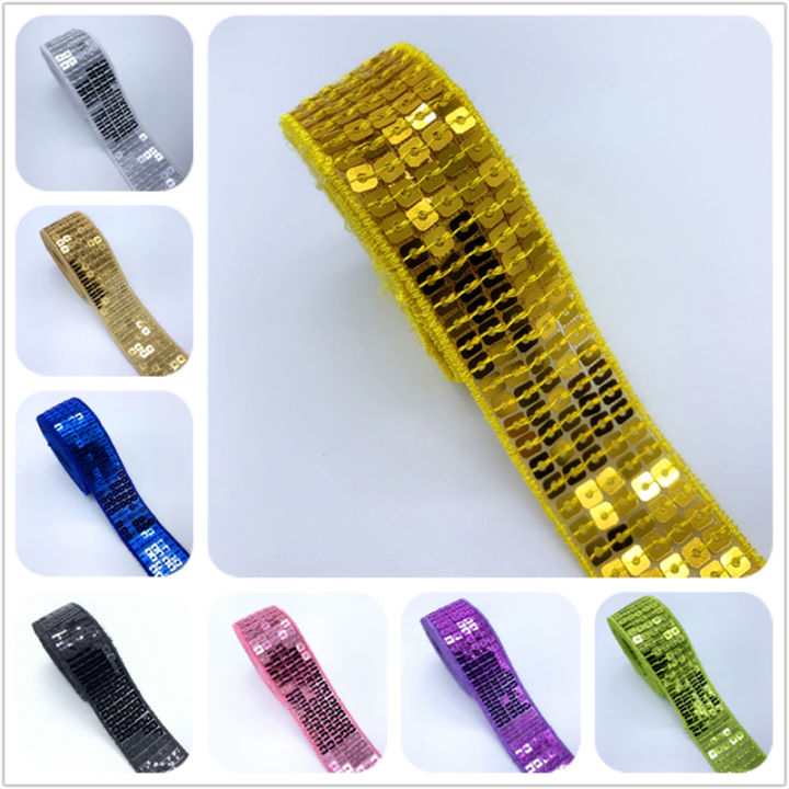 5yards%2025mm%20Sequins%20Ribbon%20Lace%20Trim%20Sequin%20Sewing%20Fabric%20Ribbon%20For%20Dress%20Clothes%20Headdress%20Bridal%20Wedding%20Accessories%20-%20Image%202