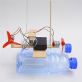 NAMUNY 2X Assembled Wind Turbine Model Boat Wooden Remote Control Boat DIY Science Educational Toys Gift Model. 