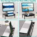 Multi-use Adjustable Computer Monitor Stand Metal with Storage Drawer Laptop Cooling Bracket Heightening Storage Rack. 