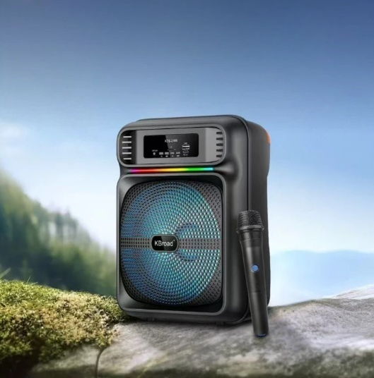 Kbroad KTS 2168 Powerful Sound And Deep Bass Bluetooth Speaker With Wireless Mic RGB Lights 8-Inch Woofer