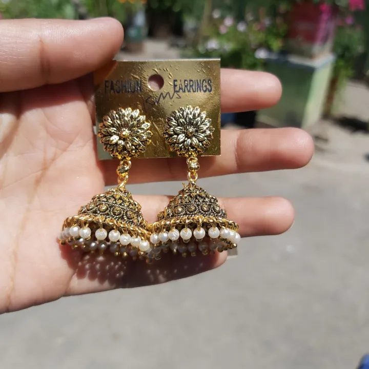 Gold%20Toned%20%20Earrings%20/%20Jumka%20/Pinjada%20jhumka%20/%20For%20Wedding%20Ethnic%20-%20Image%205
