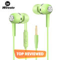 Wiresto In-Ear Headphones Earphone Wired Earbuds Sport In Ear Headphone Stereo Headset3.5mm Jack Wired Cable Music Headphone HIFI Sound Quality No Ear Pain Earphone Headphone with HD Microphone. 