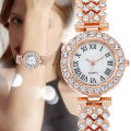 Full Rhinestone Steel Belt Ladies Watch Roman Face Stars Temperament Business Women's Watch Bracelet Watch. 