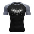 HOT Printed Compression Shirt For Men Short Sleeves Gym Rash Guard Jogging Fitness Muscle Wear Shirt Athletic Clothes Tops Summer. 