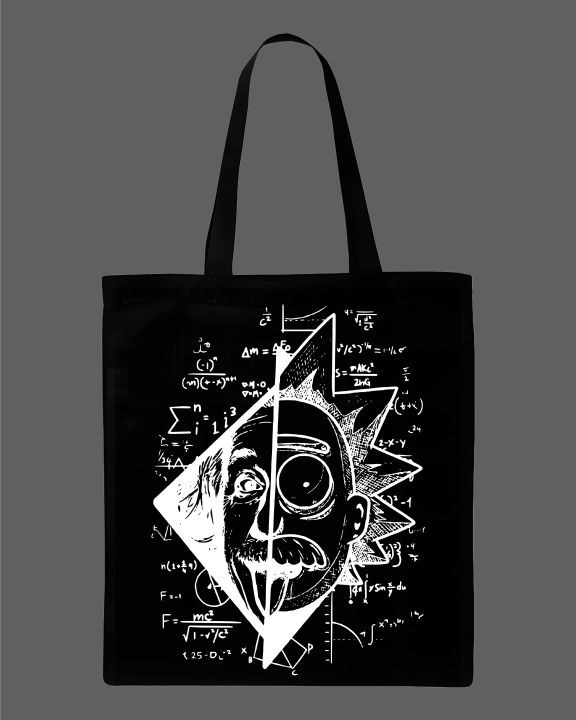 Albert%20Einstein%20&%20Rick%20Sanchez%20Mashup%20Math%20Formulas%20Printed%20Tote%20Bag%E2%80%93%20Eco-Friendly%20Cotton%20Shoulder%20Shopping%20Bag-White,%20Black%20-%20Image%203