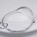 New Elegant Ladies Leaves 925 Sterling Silver Opening Bracelet Bangle for women. 