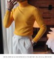 Yellow Solid Highneck Turtleneck Pullover Sweater for Men. 