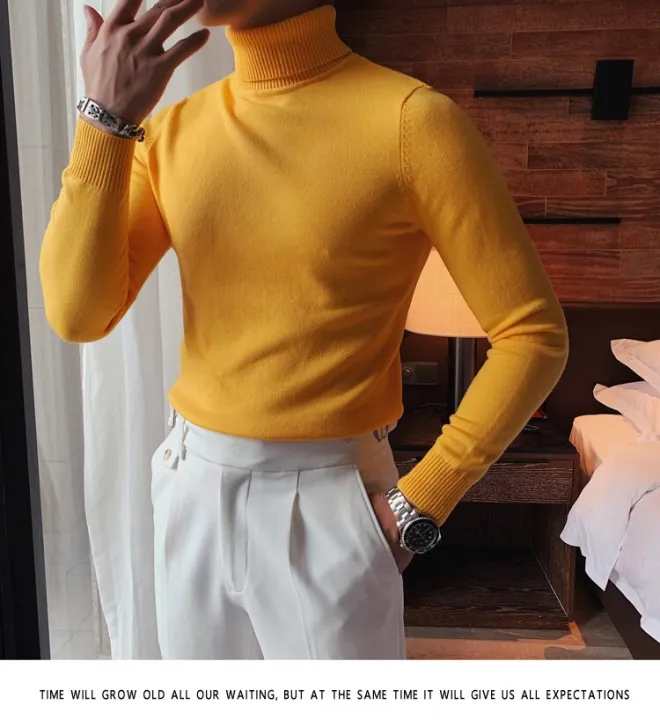 Yellow%20Solid%20Highneck%20Turtleneck%20Pullover%20Sweater%20for%20Men%20-%20Image%204