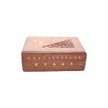 Light Brown/Golden Diagonal Seperated Design & Flower Design Carved Wodden Box 7x5 Inches. 
