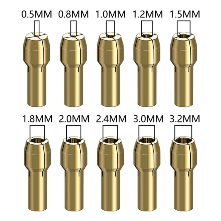 12%20Pcs%20Brass%20Drill%20Chuck%20Collet%20Set%20Parts%20Keyless%20Chuck%201/32In%20to%201/8In%20Replacement%204485%204486%20Change%20Nut%20-%20Image%204