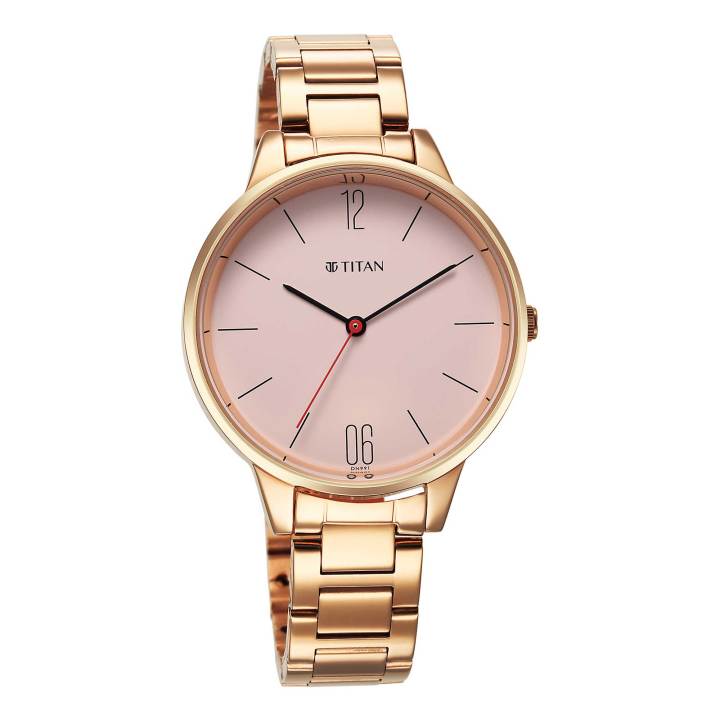 Titan Quartz Analog Rose Gold Dial Watch for Women -2648WM04