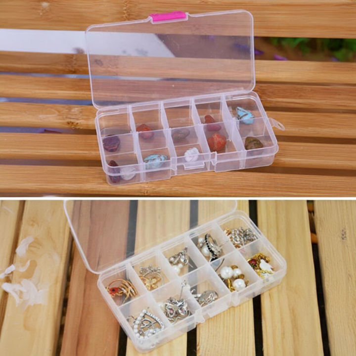 Plastic Box For Storing Jewelry, Beads, Screws, Small Parts. Transparent Storage Box Container. 10 Compartments. Perfect For DIY Projects.