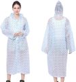 Eva Transparent Polka Dot Print Hooded Front Button Raincoat. 