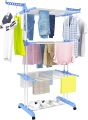 3 Layer Cloth Drying Stand Hanger Organizer Shelf Space Saving Laundry Clothes Dryer For Home Bedroom Balcony Apartment With Breaking Wheels. 