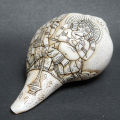 White/Black Original Ganesh Swarswati Sankha Round 11Inch, Blowing Conch / Shankh. 