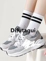 Difutagui And pop bands, black stockings executive men/6 specials 12 pairs Fashion midi suit, pure and white parallel bars sweat absorbent. 