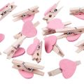 Love Heart Shape Wooden Clips Message Photo Holder Album Card Paper Pegs Decor Photography - Pink 40 Pcs. 