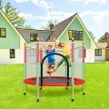 Kids Playing Tempoline Indoor & Outdoor For Jumping Fitness. 