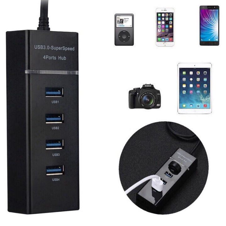High Speed USB 3.0 Hub 4 Port Splitter Adapter Portable for PC Laptop Ultrabook Notebook MacBook Air Tablet Computer Peripherals