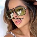 Difutagui Luxury[ New ]T Word Retro Double Beam Large Frame Pilot Sunglasses Luxury Trendy Fashion Big Face Sun Glasses 2024 Sunglasses. 