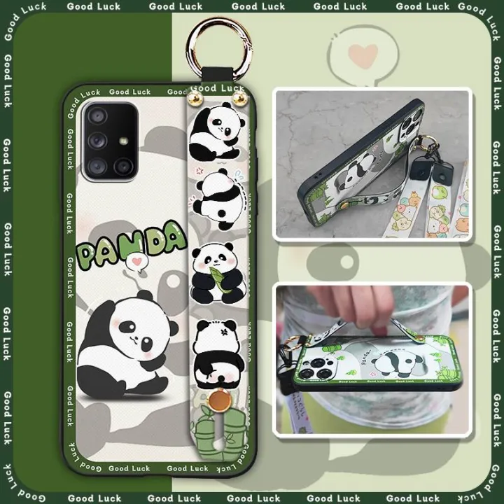 Dirt-resistant%20ring%20Phone%20Case%20For%20Samsung%20Galaxy%20A71%205G/A%20Quantum%20Soft%20case%20Wrist%20Strap%20Back%20Cover%20Kickstand%20panda%20Cute%20-%20Image%207