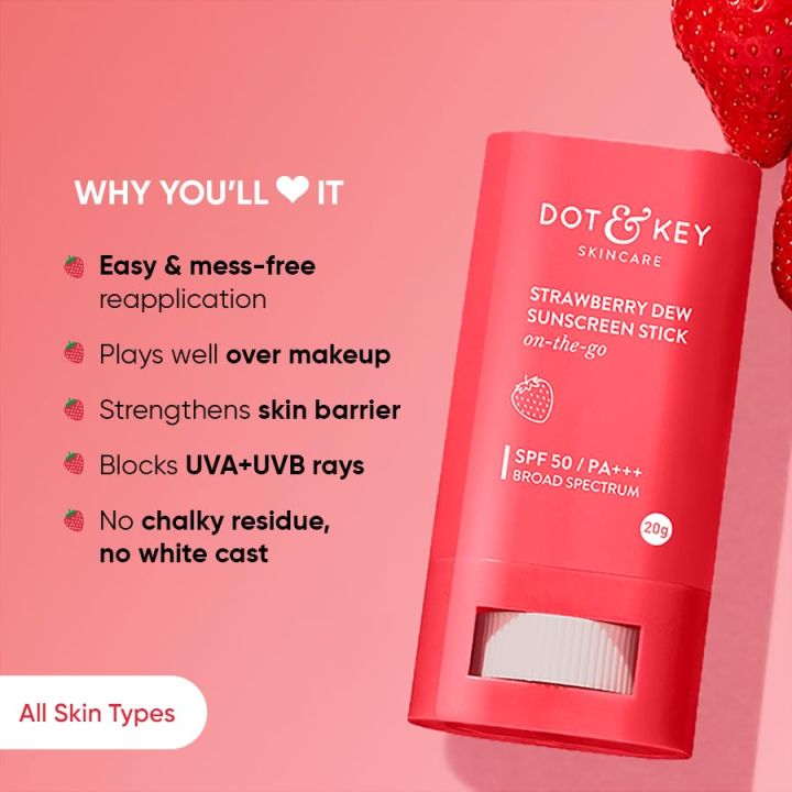 Dot%20&%20Key%20Strawberry%20Dew%20SPF%2050%20Sunscreen%20Stick%20Air%20Light,%20SPF%2050%20PA+++,%20Broad%20Spectrum%20UVA%20/%20UVB%20Rays%20Protection%2020gm%20-%20Image%202