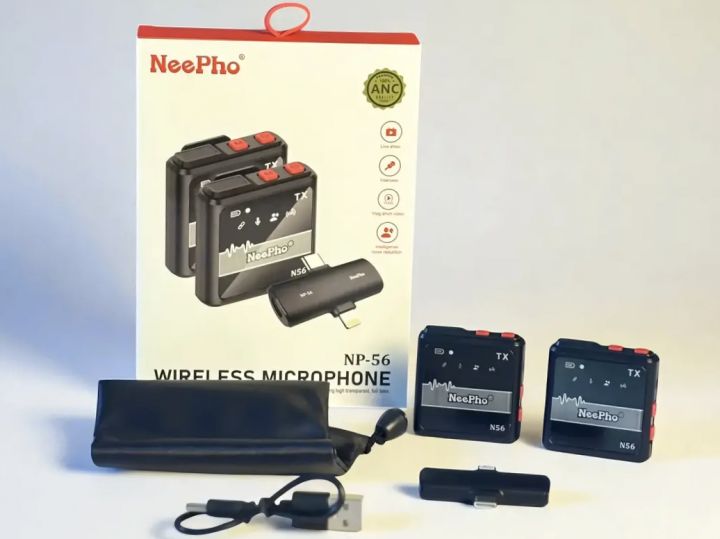 🎤 Neepho NP-56 Wireless Microphone | Clip-On Collar Mic | Noise Reduction | For YouTube, TikTok, Live Streaming, Vlogging, Online Classes