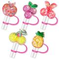 Food Grade Straw Cover Cap Compatible Glittering Cup Accessories Glittering Decorative Bling Straw Toppers for Outdoor Activities Summer Party Hiking. 