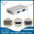 3 In 1 Thunderbolt Mini Display Port MINI DP Male To HDMI DVI VGA Female Adapter Converter Cable For Apple MacBook Air Pro MDP. 