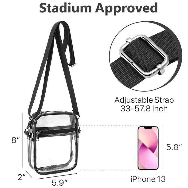 Clear Bag Stadium Approved Clear Purse with Adjustable Shoulder Strap for Sports Outdoor White Daraz .np