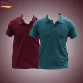 Binay Embroidery Polo Neck Combo 2 Pcs Green & Maroon T-Shirt For Men - Fashion | T-Shirts For Men | T-Shirts. 