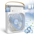 Portable Humidifier Air Cooler Mist Fan Mini Cooler for Home with 3 Speed Mode with Water Spray, 7 Color LED & Timer, USB Personal Cooler Desk Fan for Shop, Office, Kitchen. 