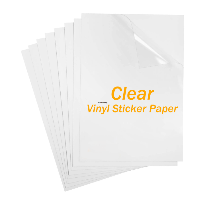 10-50 Sheets A4 Clear Vinyl Sticker Paper Non-Waterproof Self-Adhesive ...