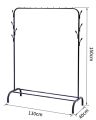 Metal Clothes Hanger Single Pole Drying Clothes Rack Indoor Outdoor Bedroom Storage (110x40x150cm, Black). 