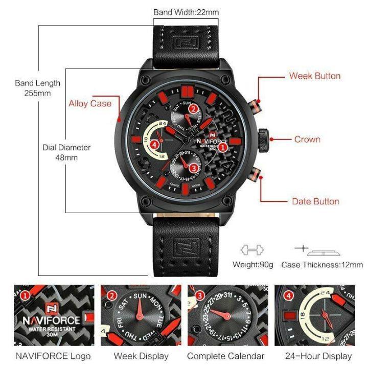 NAVIFORCE%20%20Nf9068%20Chronograph%20Date/Day%20Genuine%20Leather%20Strap%20Edition%20Quartz%20Sport%20Watch%20Relogio%20Masculino%20For%20Men%20-%20Image%209