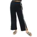 Black Cotton Side White Border Design Pant For Women. 